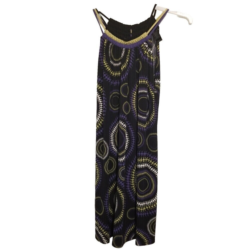 006) Axcess Womens‎ Dress Black Purple Large Geometric Strappy Shift